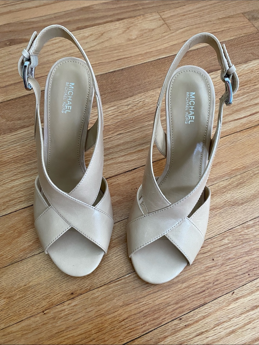 MICHAEL Michael Kors Cream Cross-Strap Slingback Heels